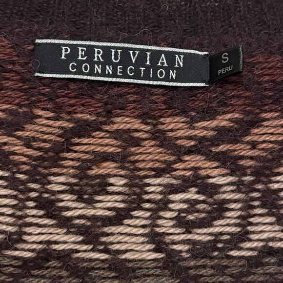 Peruvian Connection Burgundy Brown Baby Alpaca Wool Knit Mini Dress Size Small - Picture 2 of 4